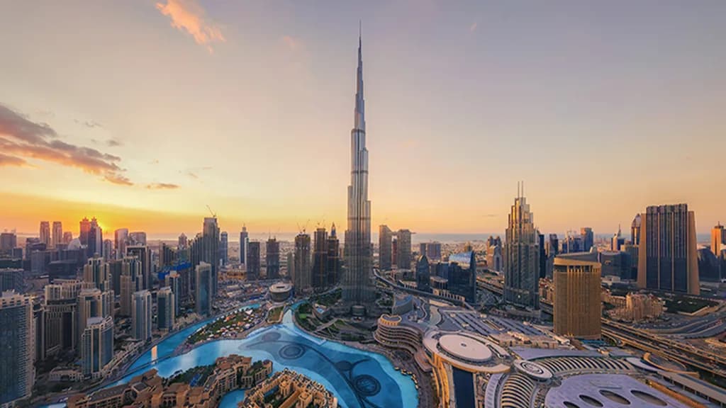 Downtown Dubai skyline at dusk