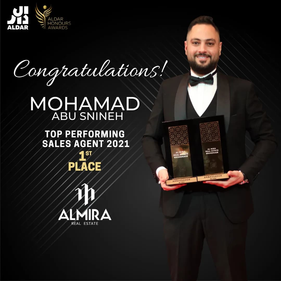 Top Performing Sales Agent 2021 — 1st Place